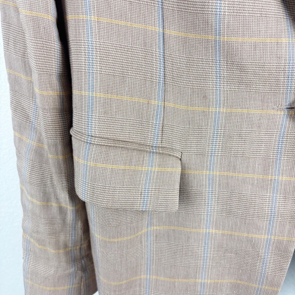 A.L.C. Donovan Plaid Linen Oversized Blazer Jacket Tawny Tan Size 8 Casual - Picture 6 of 8